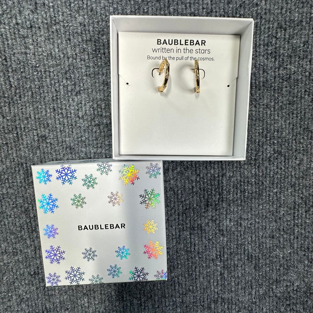 NEW Baublebar ‘Written In The Stars’ Gold Gem Hoop Earrings Celestial Collection